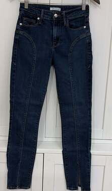 Good American Good Legs Pintuck Skinny Jeans Dark Blue 00/24
